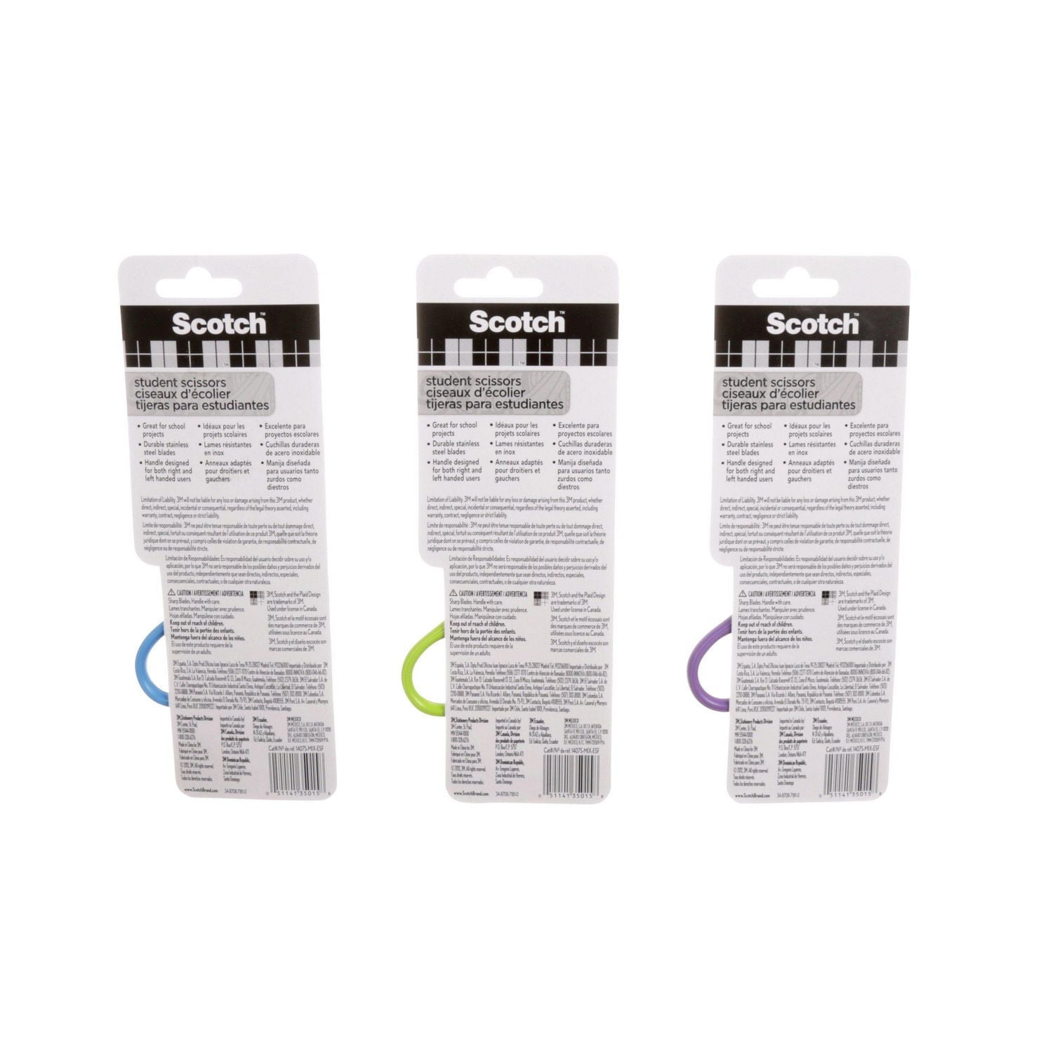 Scotch® Student Scissors 1407S-MIX-ESF, 7 in (17.8 cm), 1 Pair Per Pack