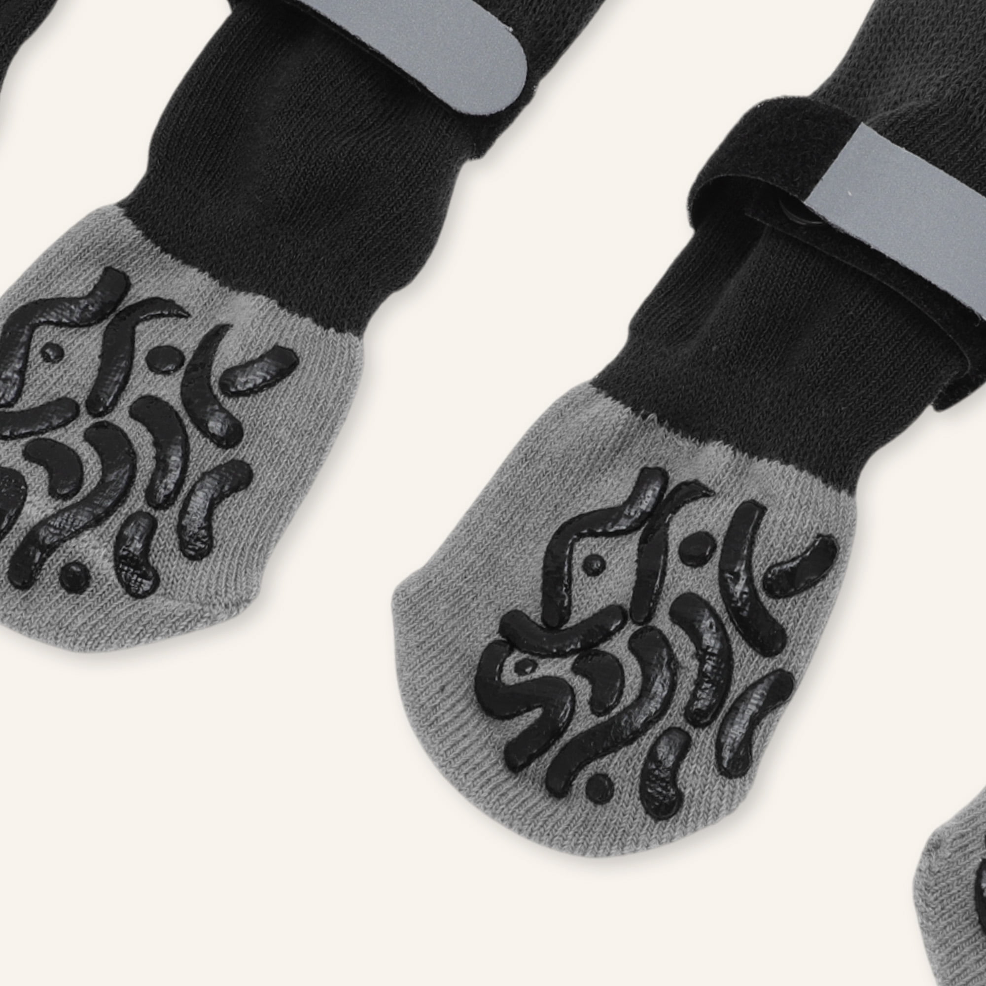 Unique Bargains 4 Pcs Non-Slip Multi-Use Dog Socks with Reflective Tapes Gray XS