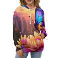 thumbnail image 4 of Butterfly Floral Sunset Men's Women Vintage 3D Hooded Sweatshirt - All-Season Loose Fit Streetwear, 4 of 6