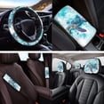 thumbnail image 4 of Jeiento Watercolor Sea Turtle 14 PCS Car Seat Covers and Steering Wheel Cover Seatbelt Strap Pad Armrest Cover Pad Headrest Cover Cup Coasters Key Ring Auto Accessory Sets, 4 of 7