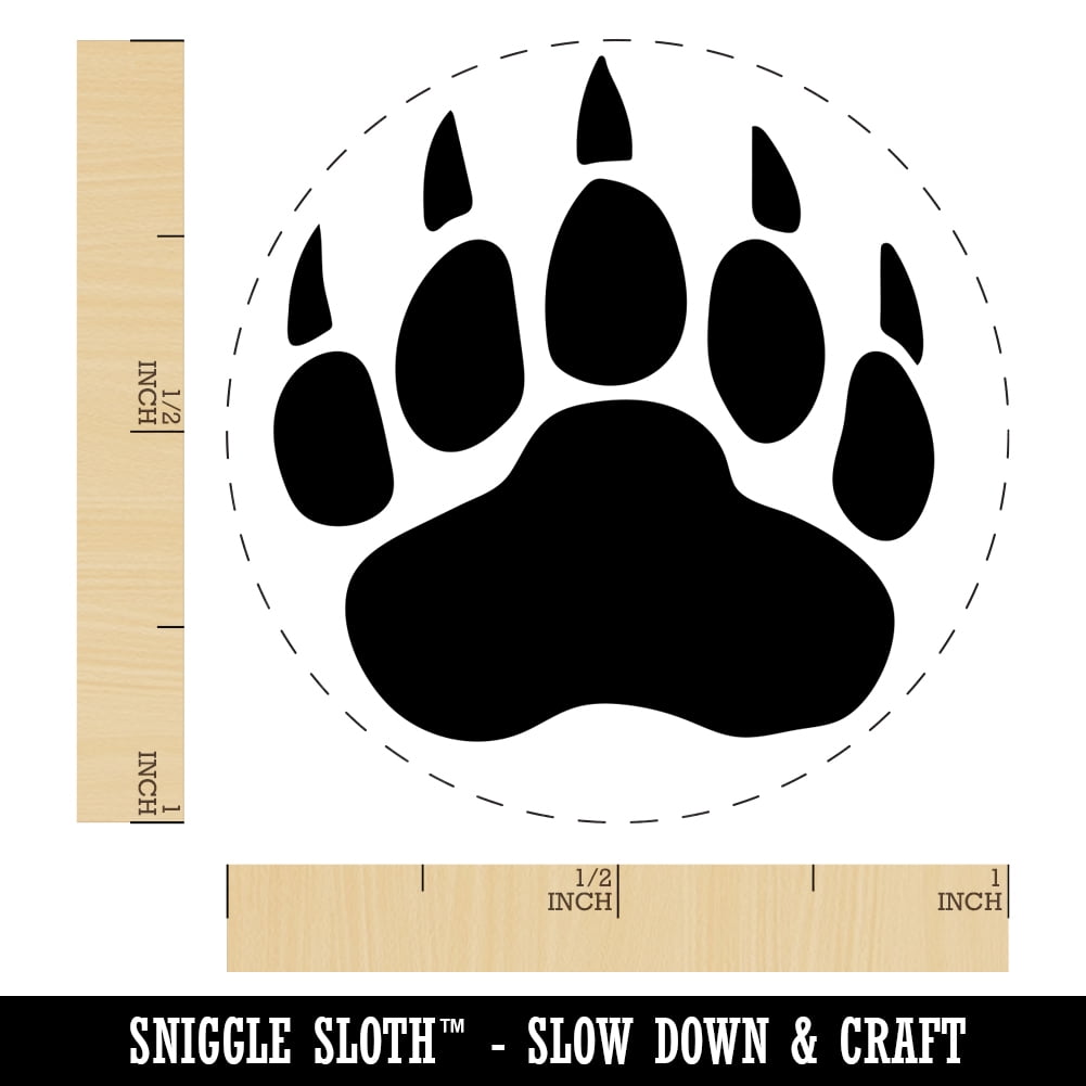 Grizzly Bear Claw Paw Self-Inking Rubber Stamp Ink Stamper - Black Ink - Medium 1 Inch