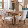 thumbnail image 2 of Contemporary Button Tufted Dining Chairs, High-end Velvet Upholstered Dining Chairs with Nailhead Back and Ring Pull Trim, Wood Dining Chairs for Living Room, Restaurant (Beige,Set of 8), 2 of 8