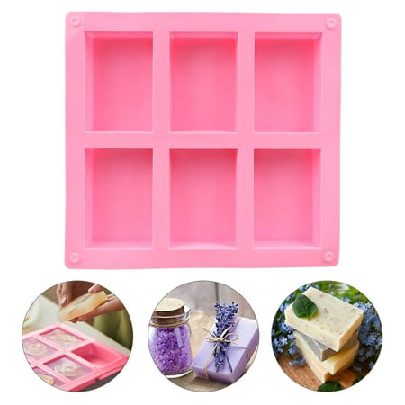 

TSV Silicone Soap Molds 6 Cavities Rectangle Handmade Soap Making Molds Silicone Soap Bar Mold for DIY Homemade Craft Soap Making Pudding Ice Cube Tray Pink