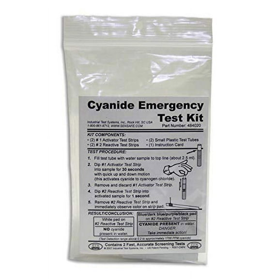 Industrial Test Systems 484020 Cyanide Emergency Test Kit, 0.2-1700 ppm Range