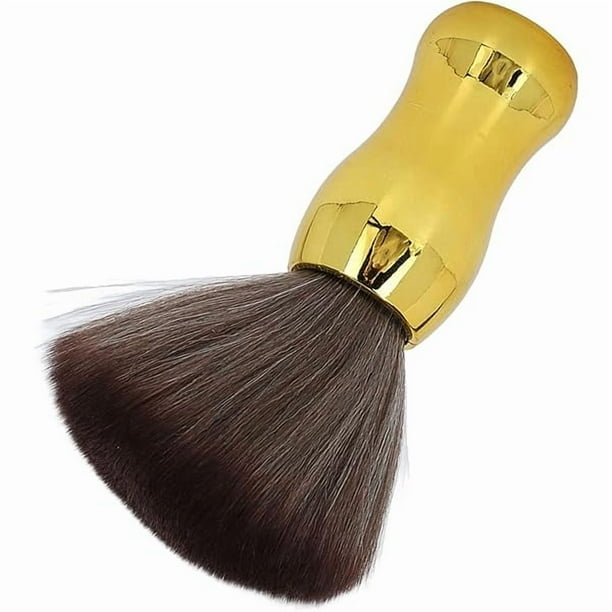 wonima11 Salon Neck Duster Brush, Hair Cutting Neck Cleaning Brush, Barber Neck Duster Brush Soft Nylon Hair Hair Sweeping Cleaning Brush for Face Neck Gold