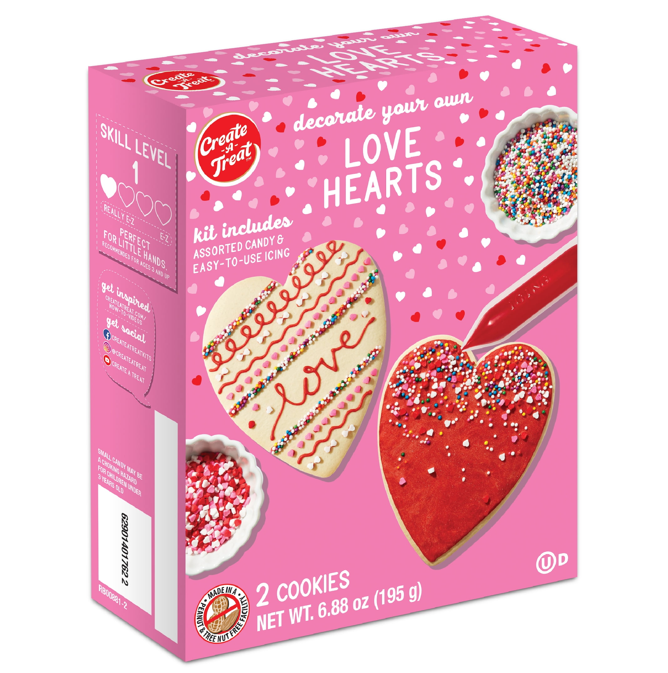 Create A Treat Create-A-Treat Valentine's Day Vanilla Heart Cookie Decorating Kit, 6.88 oz, 2 Ct.