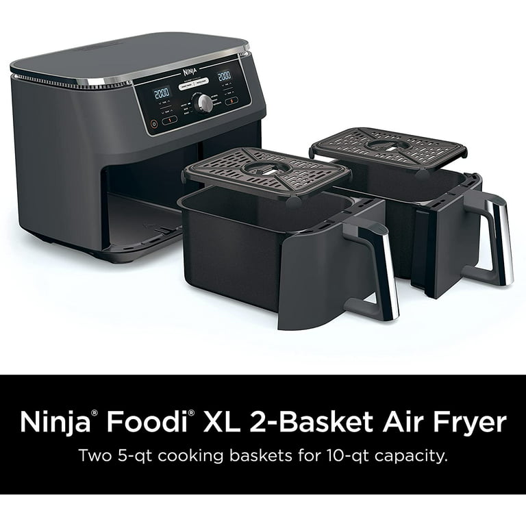 Restored Ninja DZ401/AD350CO Food 6in1 10qt. XL 2Basket Air Fryer Dual Zone  Black (Refurbished) 
