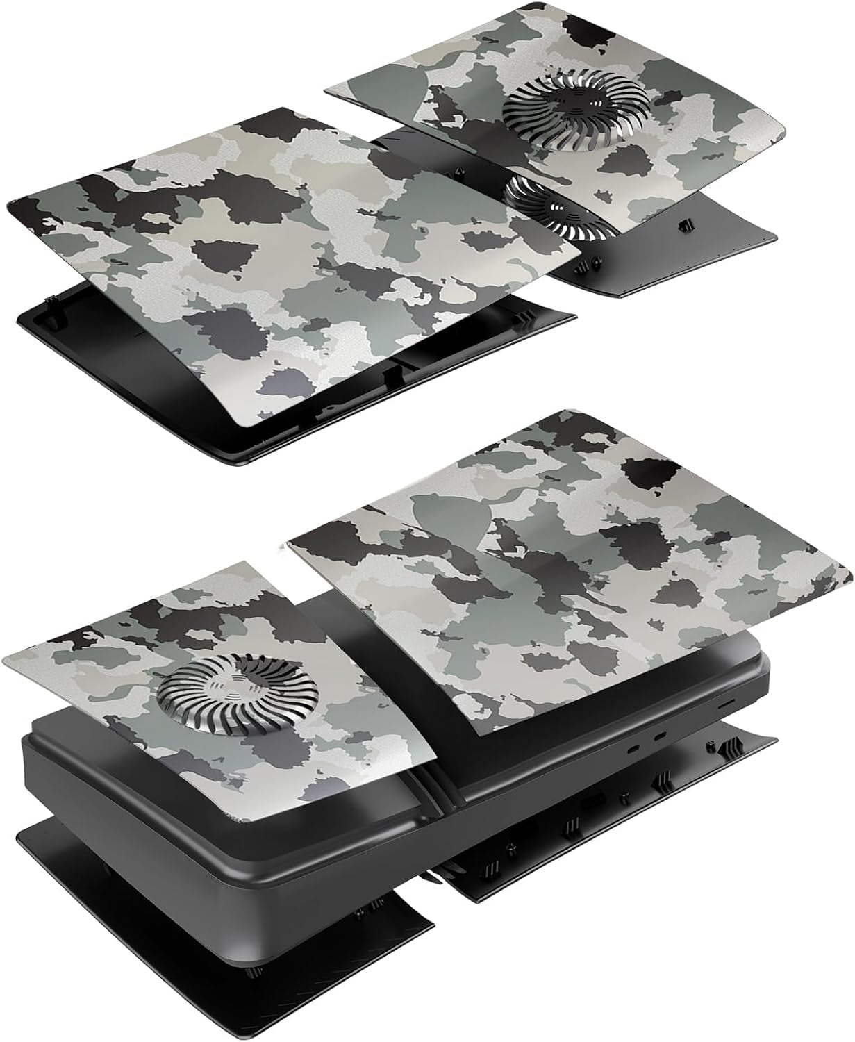 Replacement Plates Cover for PS5 PRO Digital Console Ventilated Version Housing Faceplate for PS5 PRO Optical Drive Camouflage Color Protective Shell (Digital Version)