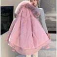 thumbnail image 4 of Hvyesh Women Winter Puffer Coats Warm Fleece Line Snow Parka Thicken Buttons Long Sleeve Sherpa Lined Puffer Coats Baggy Insulated Padded Outwear With Faux Fur Trim Hood, 4 of 5