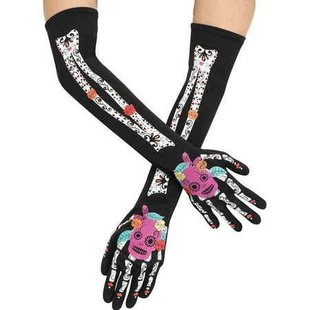 Day of the Dead Skeleton Opera Gloves