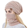 thumbnail image 6 of GRNSHTS 2 Pcs/Set Winter Beanie Hat Scarf Thick Warm Knit Fleece Lined Cap Neck Warmer for Men Women (Pink), 6 of 8