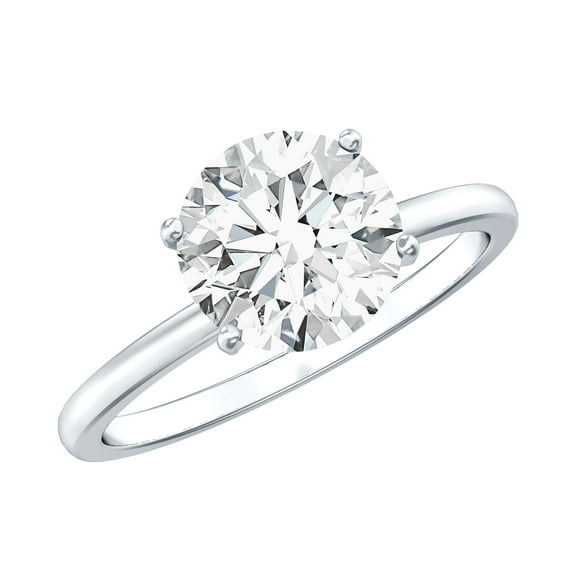 Rosec Jewels - Lab Grown Diamond Engagement Ring 2 Carat - 8 mm - Solitaire Ring - EF-VS Quality, 925 Sterling Silver, US 4.00