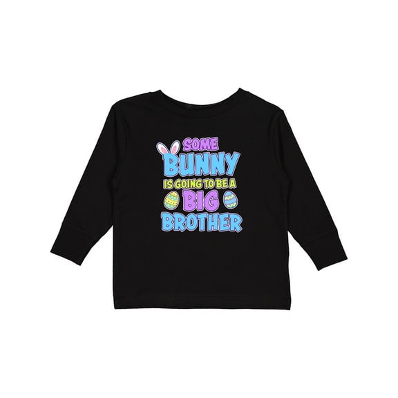 Inktastic Some Bunny is Going to be a Big Brother with Bunny Ears and Eggs Boys Long Sleeve Toddler T-Shirt