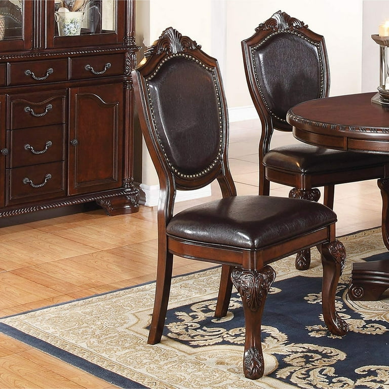 Royal Majestic Formal Set of 2 Side Chairs Brown Color Rubberwood