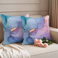 thumbnail image 2 of Blue Purple Pink Ombre Outdoor Waterproof Pillow Covers, Modern Marble Abstract Decorative Square Throw Pillowcase Sofa Cushion Sham for Patio/Couch/Chair, 20"x20" 2 Pack, 2 of 8