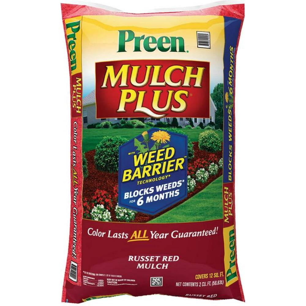 MULCH RED W/HERBICIDE 2 CU FT