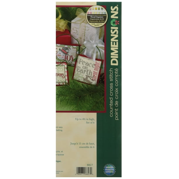 Dimensions Christmas Sayings Ornaments Counted Cross Stitch Kit, Up to 4, Set of 6
