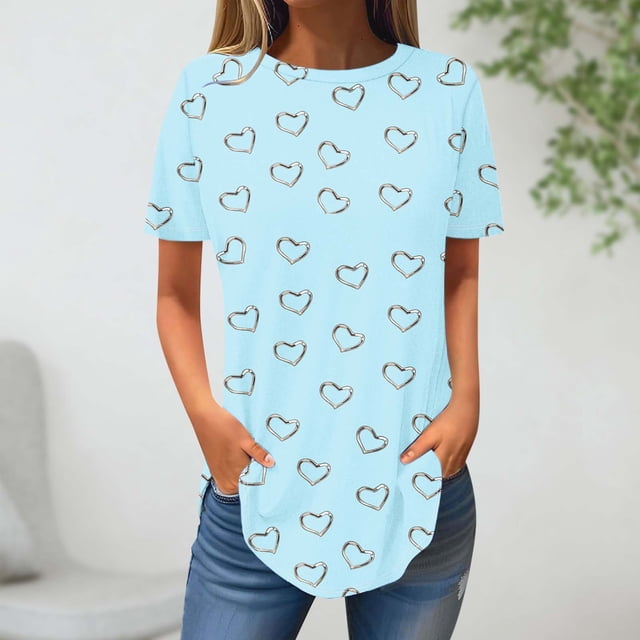Shorts pour Femmes, Blouses pour Femmes, Mode Féminine Blouse à Manches Courtes Col Rond Hauts Décontractés