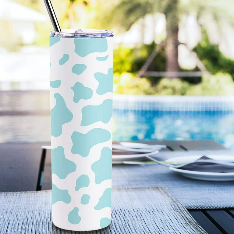 Blue Cow Print Tumbler Skinny Tumblers With Lids And Straws for