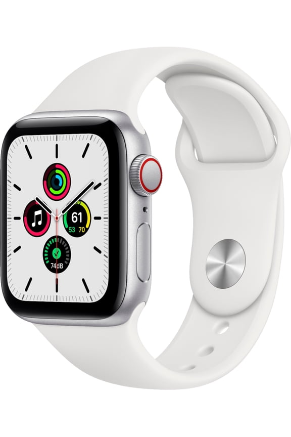 Restored Apple Watch SE 40mm (GPS + Cellular) Silver Aluminum Case - White Sport Band Restored
