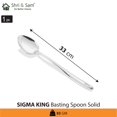 thumbnail image 2 of Silver Stainless Steel Sigma King Large Basting Spoon Solid, 33 Cm | Dishwasher Safe, 2 of 5