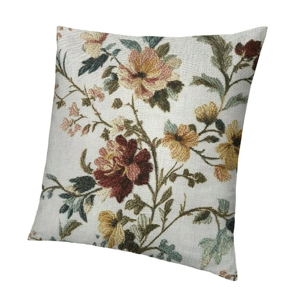 Autua Embroidery Jacquard White Floral Leaf Pattern Square Decorative Throw Pillow Case Cushion Cover 12x12in