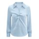 thumbnail image 5 of Camisetas para Mujeres con Cuello en V Manga Larga Delantera Blusa de Color Sólido, Corbata Delantera Top Casual, 5 of 7