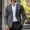 Gray, variant on Mens Blazer Jacket Regular Mid Notch Lapel Single Button Outer Coat, Chest Pocket Slim Silhouette for Business Gatherings Date Nights Black XXS