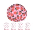 thumbnail image 3 of Yiaed Strawberry Print Reusable Shower Cap & Bath Cap & Lined, Oversized Waterproof Shower Caps Designed for all Hair Lengths, 3 of 7