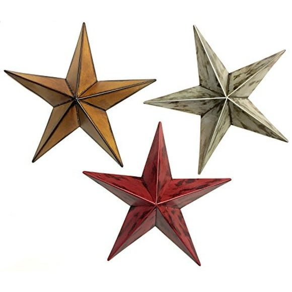 Bellaa 22052 Décoration Murale en Métal Étoile pour Patio Jardin Intérieur Extérieur Célétique (Multi, 12 Pouces Pouces Chacun)