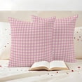 thumbnail image 3 of Pink Outdoor Waterproof Pillow Covers, Grid Checkered Plaid Gingham Lattice Trellis Decorative Square Throw Pillowcase Sofa Cushion Sham for Patio/Couch/Chair, 20"x20" 2 Pack, 3 of 8