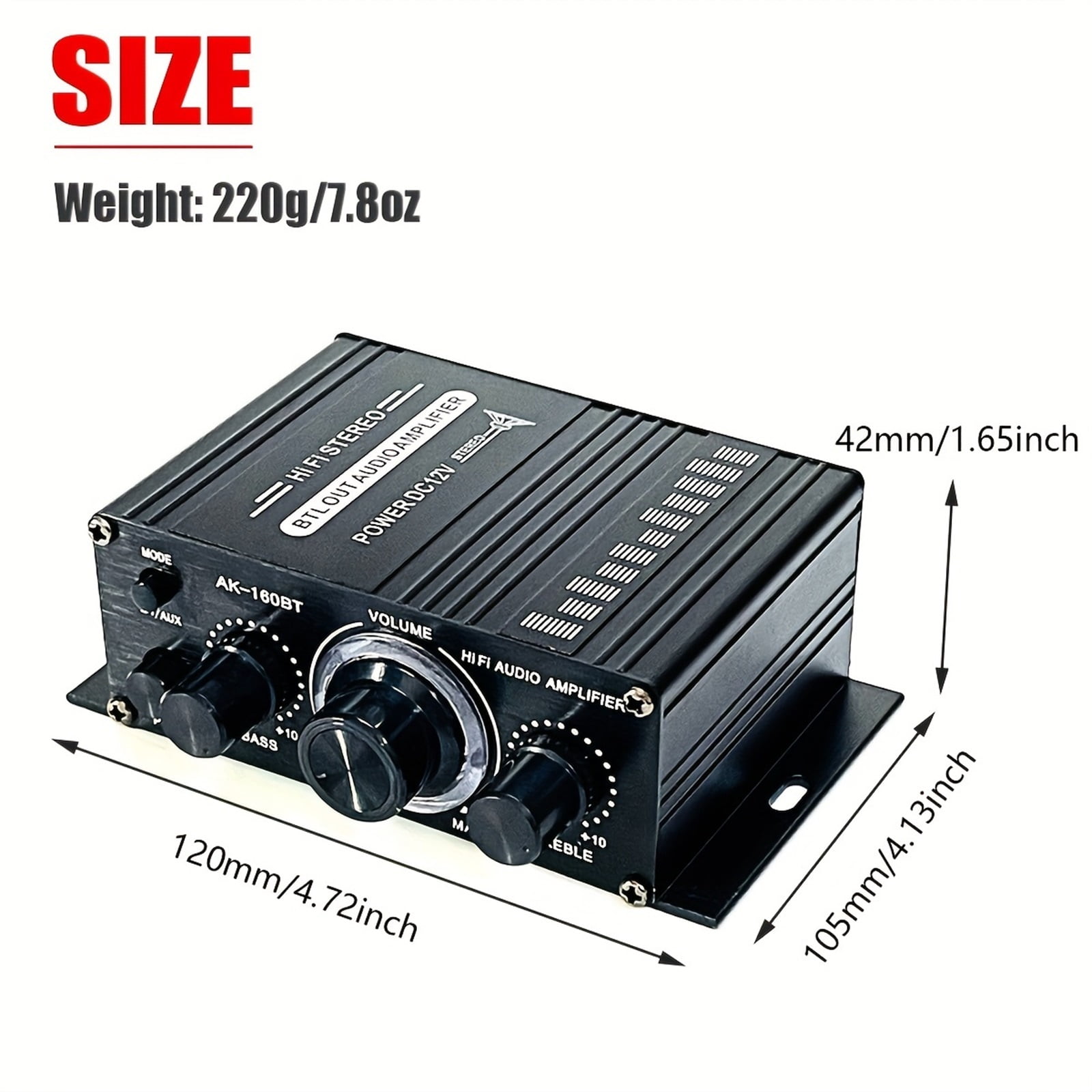 400W MINI Power Amplifier Channel 2.0 With BT HIFI Stereo Sound Amp Bass Trebl For Home/Car/RV/Yacht Theater Sound System