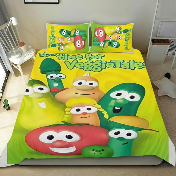 3 Piece Bedding Set For Veggietales Comforter Cover Set Cute Duvet Cover Sets Super Soft Teens Kids Bedroom Gifts Twin
