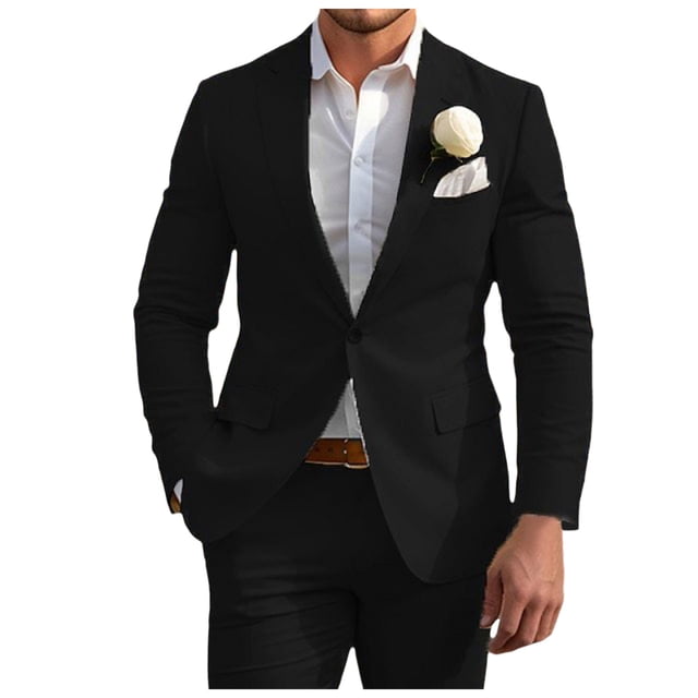 toraway Men Suits Set Autumn Men's Business Casual Single Fashion One Button Suit Solid Color Coat XXXXL