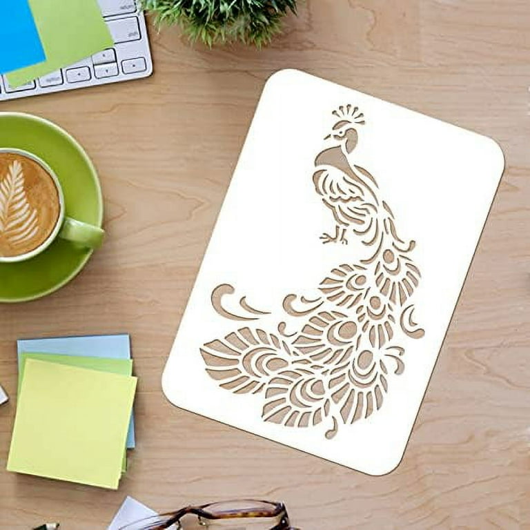 画材 Peacockesque Peacock Stencil Template A4 Size Rectangle Peacock Painting