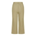 thumbnail image 3 of SNKSDGM Women's Plus Capri Pants for Women Petite Cotton Women's Pants Petite Jeans Women High Waisted Wide Leg Pants Drawstring Elastic Trousers Comfy Straight Leg Fashion Long Pants with Pockets, 3 of 4