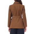 thumbnail image 3 of INSPIRE CHIC Women's Short Pea Coat Winter Warm Peter Pan Collar Double Breasted Belted Overcoat Jacket Slim Fit Work Outerwear XS Brown, 3 of 6