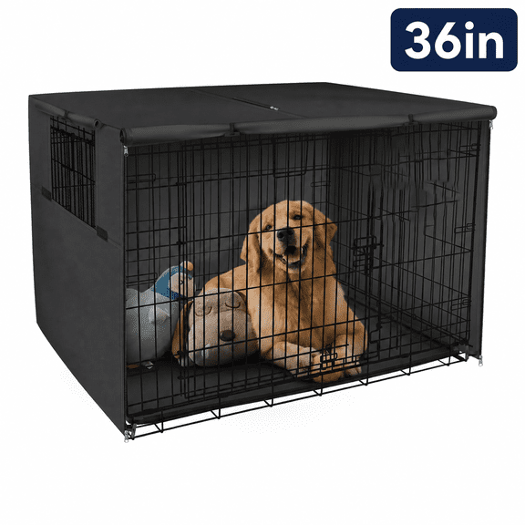 Dog Crate Cover for 36 Inch Dog Kennel, Waterproof Indoor and Outdoor, Universal Fit, Black