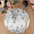thumbnail image 3 of Grey Eucalyptus Leaves Round 13 Inch Placemats Set of 4, Spring Summer Botanical HeatResistant Non Slip Place Mats for Dining Table, Wipeable Braided Kitchen Table Mats for Housewarming, 3 of 9