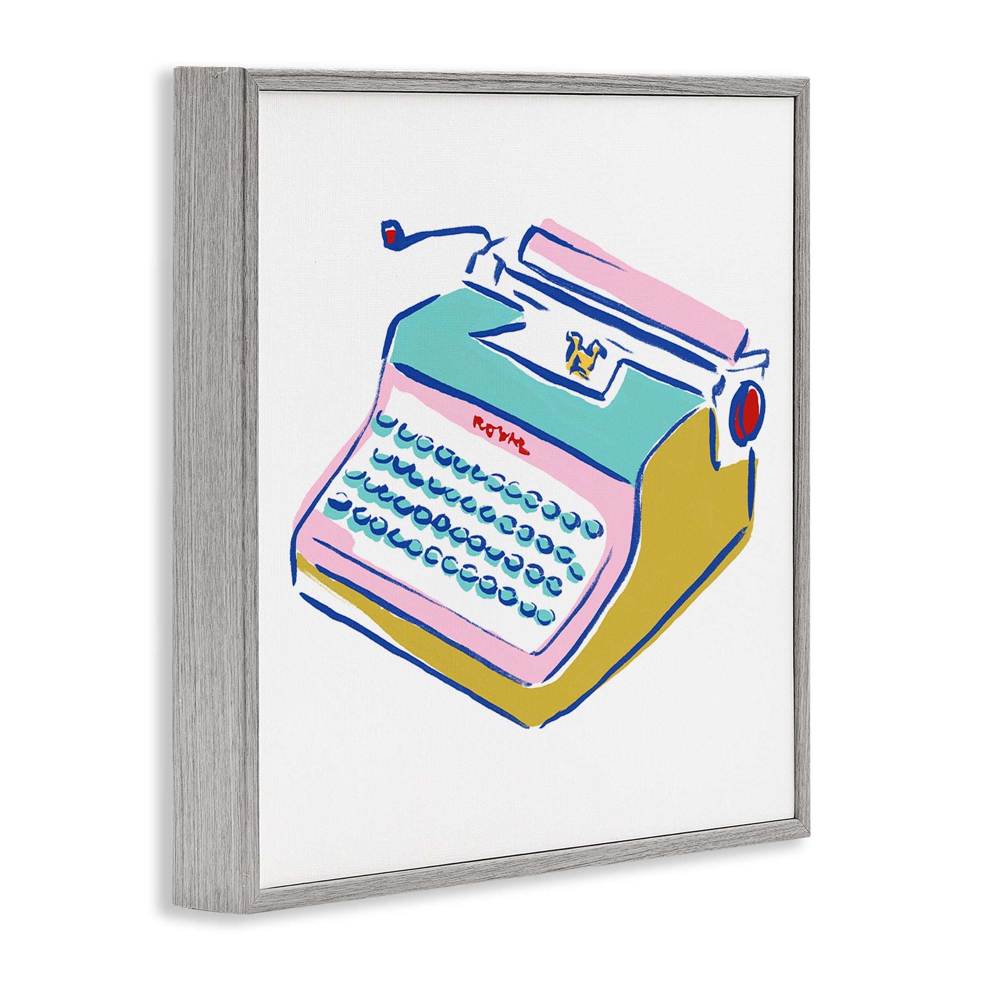 Stupell Industries Simple Retro Typewriter Novelty Painting Gray Framed Art Print Wall Art, 12 x 12
