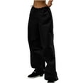 thumbnail image 2 of aidice Cargo Pants for Women Drawstring Wide Leg Oversized Loose Fitted Pants with Pockets Fall Winter Streetwear Trousers, 2 of 4