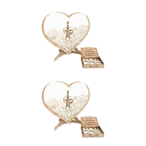 Billuyoard Libro de invitados de boda en forma de corazón, marco de caja, decoración de fiesta, 60 corazones 60 corazones 2piezas