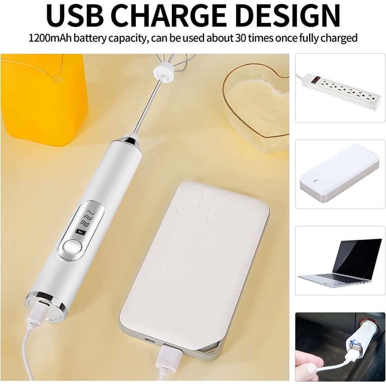 BN-LINK Handheld Milk Frother USB Rechargeable, White photo 7