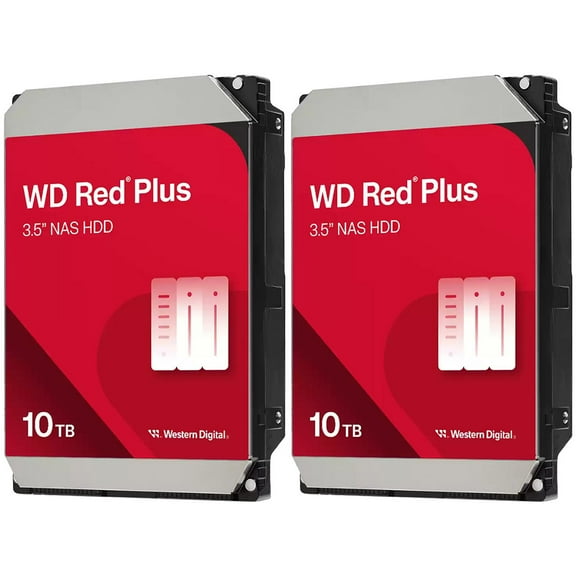 WD Red Plus 10TB 3.5" SATA III Internal NAS Hard Drive, 2-Pack