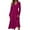 Dark Purple, variant on Women's Autumn Winter Casual V-Neck Long Sleeve Solid Color Long Dress, Fuchsia, Size M