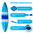 thumbnail image 3 of Sit-in Recreational Kayak, Sit Inside Kayak with Handle, Rod Holders and Storage, 660Lbs Weight Capacity, Lightweight Two Person Kayak, 12.4 ft, 3 of 7