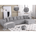 thumbnail image 6 of NEW ARRIVED! 133.45'' U-Shaped Modular Sectional Sofa Couch, Striped Corduroy Upholstered 4-Seater for Living Room, Gray, Versatile Free Combination, Spacious & Cozy, 6 of 12