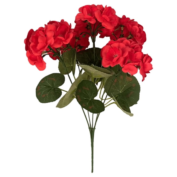 TONGYIJIA Outdoor Artificial Geraniums Bush, UV Resistant Fake Flowers, 15 Inch Plastic Potted Plants Greenery, Faux Perennial Shrubs for Porch Garden Kitchen Table Centerpiece