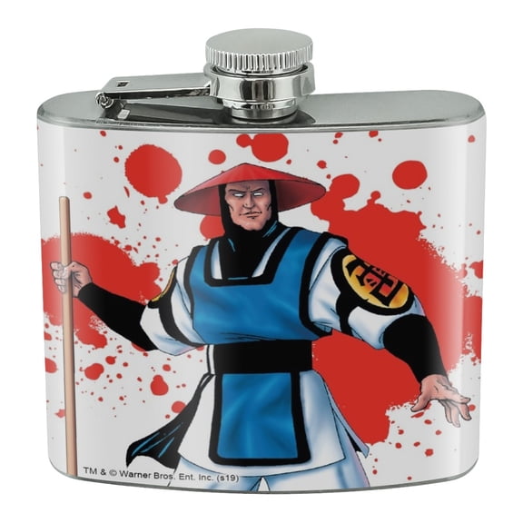 Mortal Kombat Klassic Raiden Character Stainless Steel 5oz Hip Drink Kidney Flask