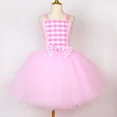 thumbnail image 5 of Vestido de tutú de princesa Barbi para niñas, ropa para fiesta de cumpleaños de Halloween, disfraz de película de Cosplay, vestidos de tul a cuadros rosas para niñas, 5 of 5